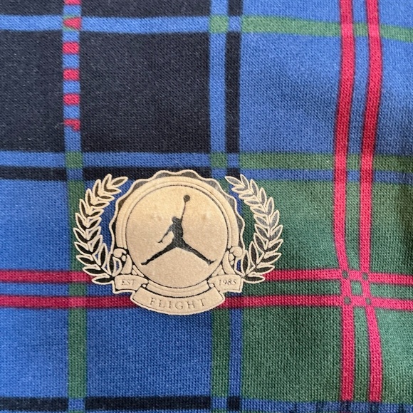 Jordan Essential Holiday Hoodie Men’s Size Small Blue Green Plaid Nike - Picture 9 of 13